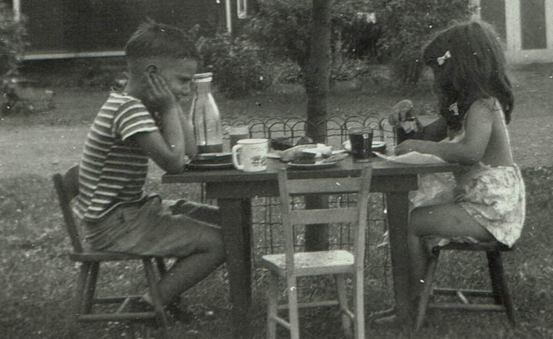 Photo of Bill Thompson, forced to attend neighbor's tea party 1942