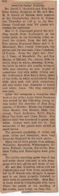 Clipping of wedding of David Z. Goodrich and Lena Edna Seely