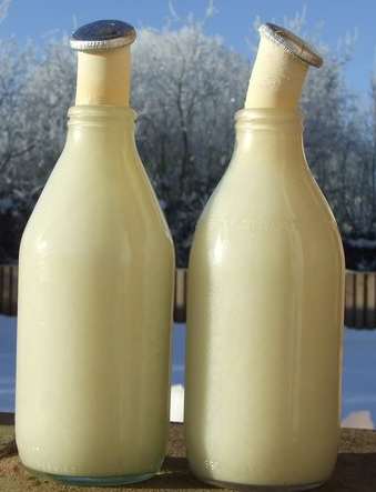 Photo of frozen milk bottle
