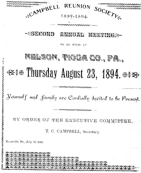 1894 Campbell Reunion Invitation Front Cover
