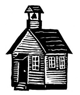 Drawing of a country schoolhouse